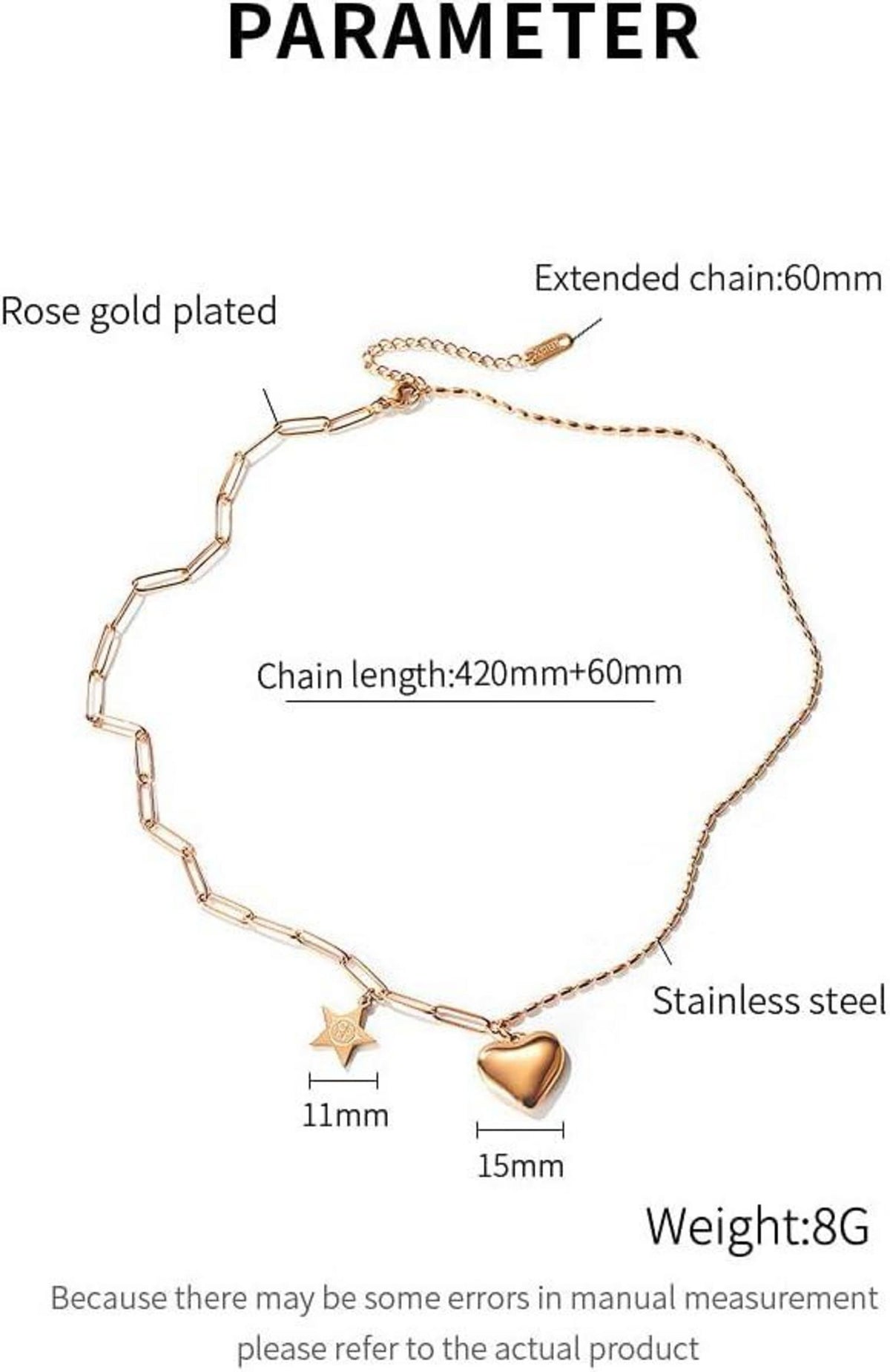 Herz Halskette Damen Rosegold Titan Edelstahl Modeschmuck