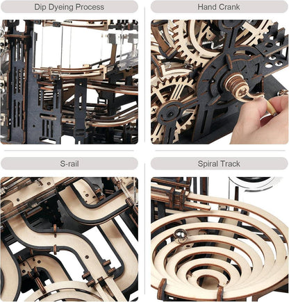 3D Holzpuzzle Kugelbahn Bausatz Murmeln Stahlkugeln DIY Geschenk