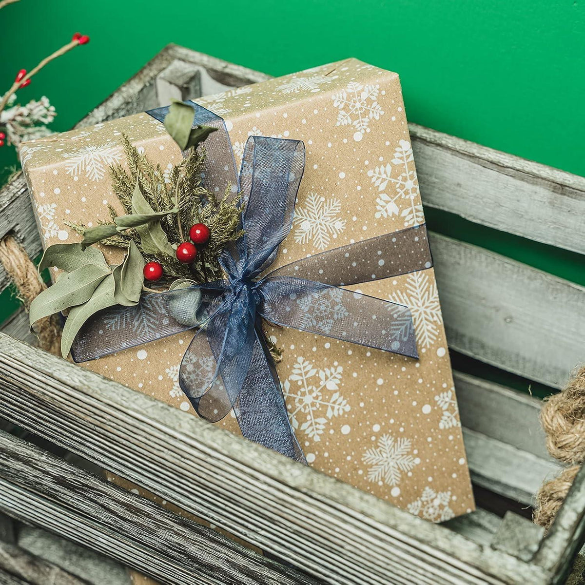 Weihnachtspapierrollen Kraftpapier 43cm x 3m - 3 Rollen Blau