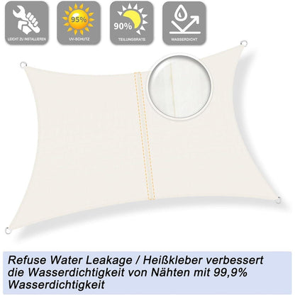 Wasserdichtes Sonnensegel 3x4m Creme mit UV-Schutz
