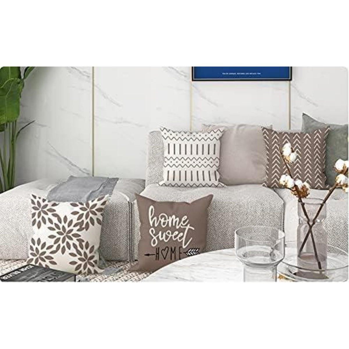 Moderner Leinen Kissenbezug 40x40 cm - Set (4 Stück) Khaki