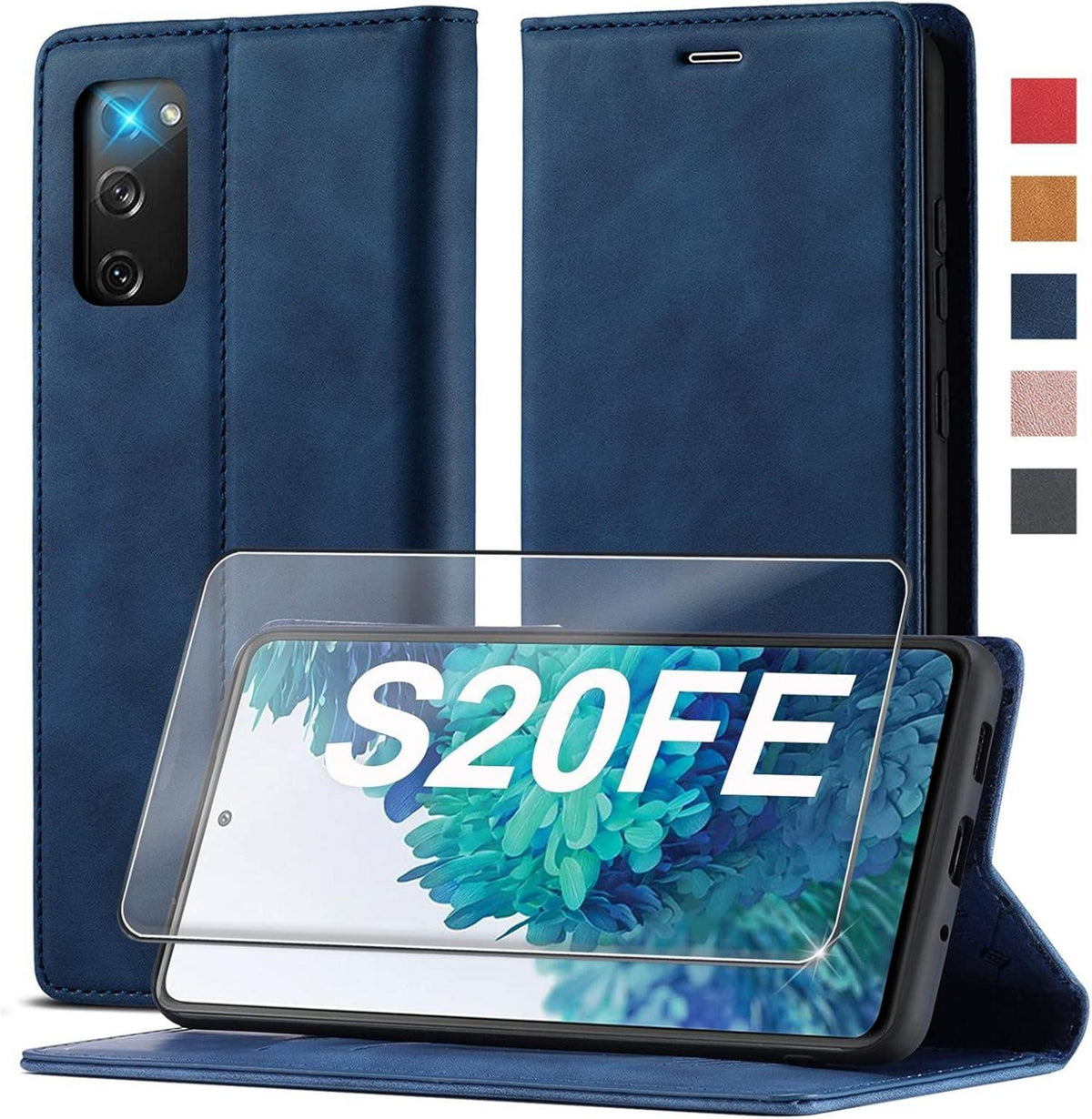 Samsung S20 FE Handyhülle Leder [Standfunktion] [Kartenfach] Flip Case