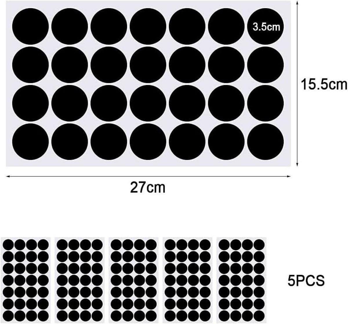 140 Stück Gewürzaufkleber Selbstklebend 3.5cm Rund Schwarz
