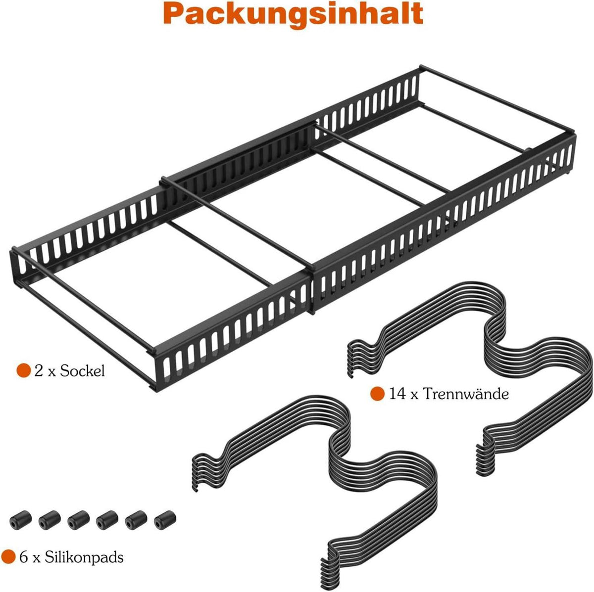 Pfannenhalter Schublade 14 Verstellbaren Teiler Deckelhalter Schwarz