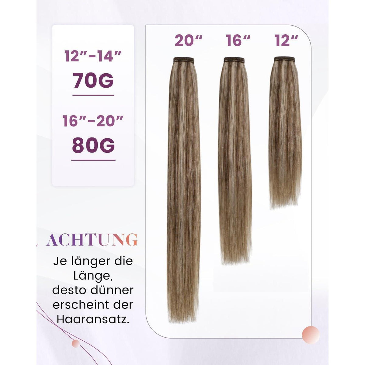 Echthaar Pferdeschwanz Extension Braun Highlights 35cm