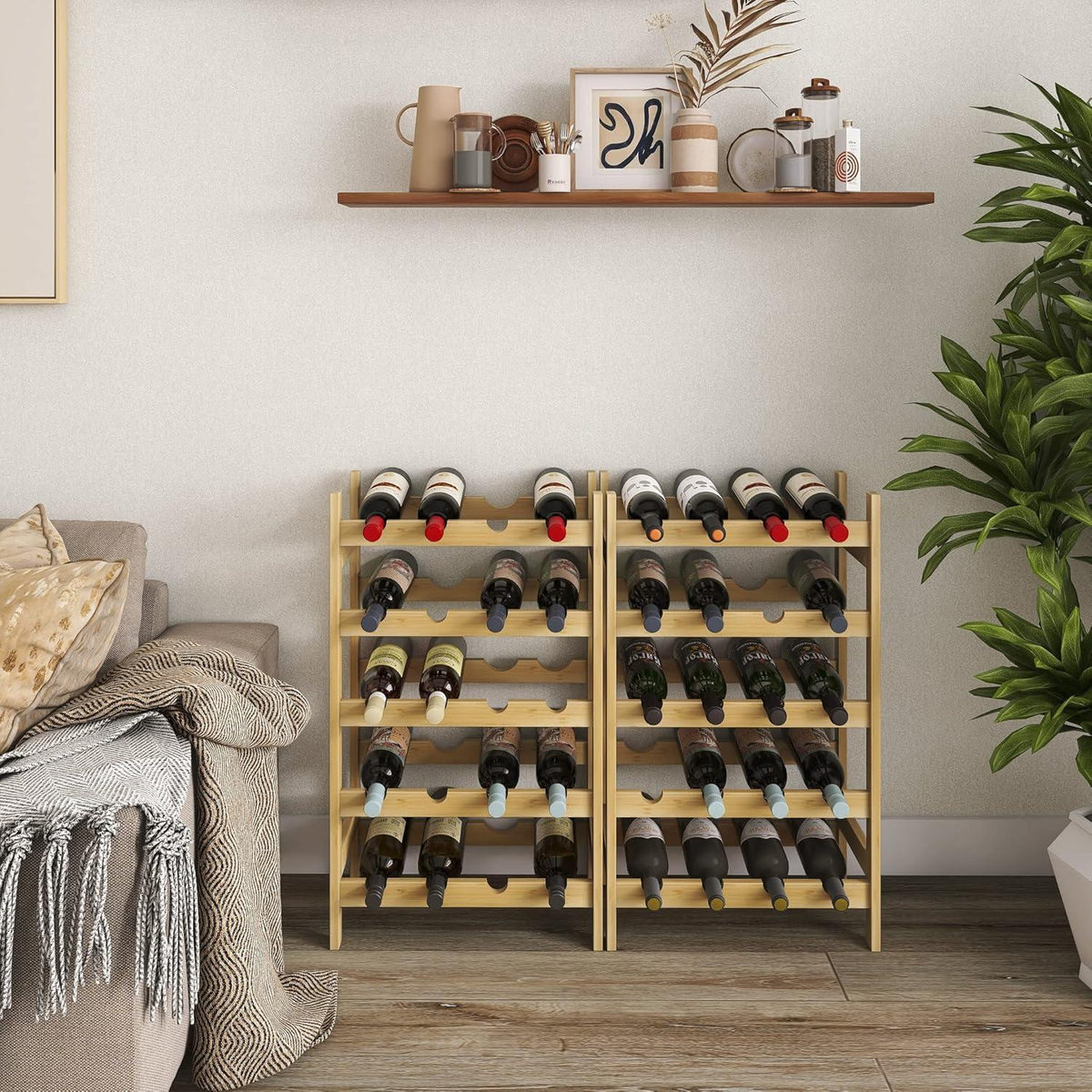 Bambus Weinregal 20 Flaschen 5-stöckig freistehend Küche Speisekammer