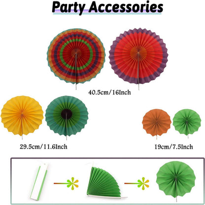 Mexikanische Fiesta Party Dekoration Set Pompom Fächer Tischdecke