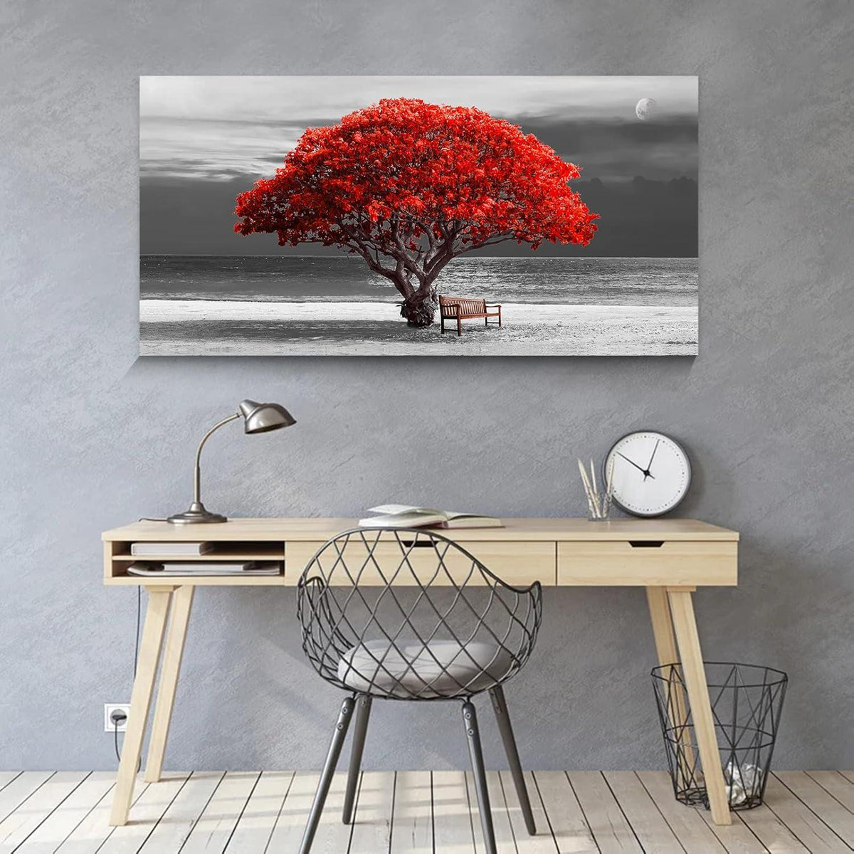 Moderne Rote Baum Leinwandbild 100x50cm Wohnzimmer Schlafzimmer Büro