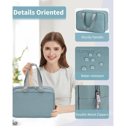 Großer Kulturbeutel A-graublau | Kosmetiktasche Reise Make-up Organizer