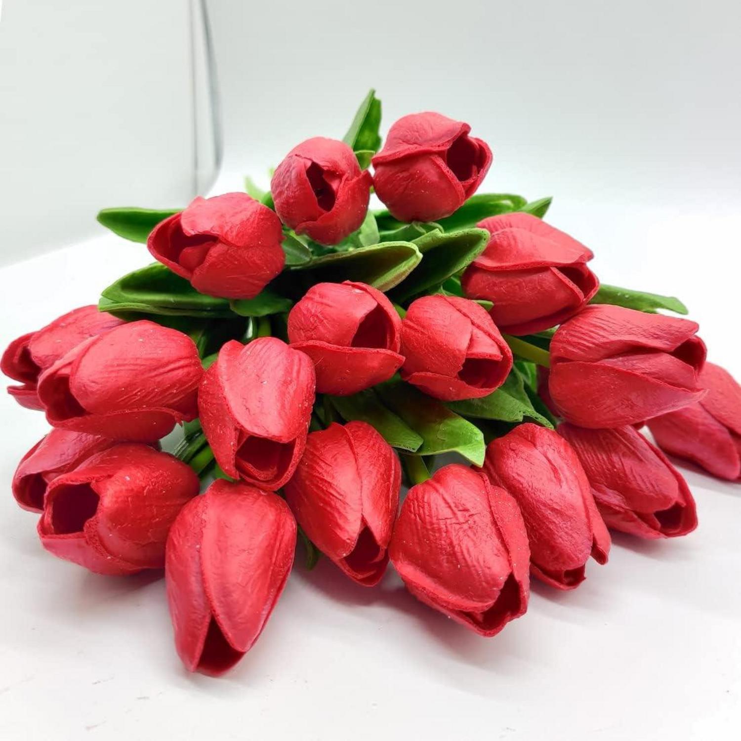Künstliche Tulpen Hochzeitssträuße Rot 20 Stück PU Blumen
