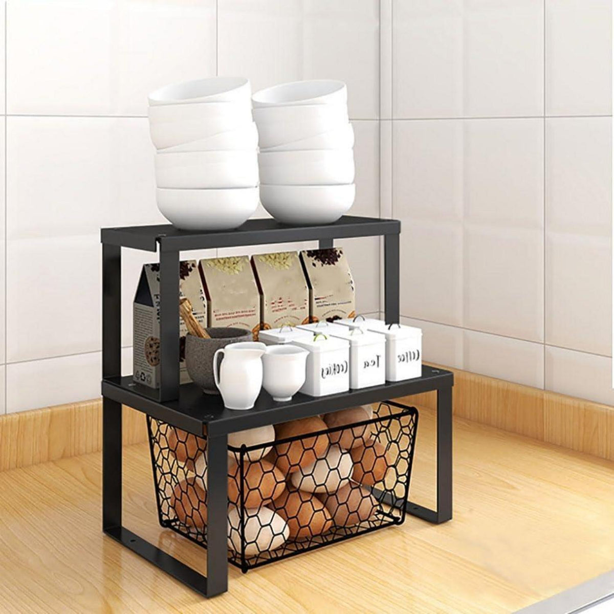 Stapelbares Küchenregal Edelstahl Organizer 2 Stück 30x12x15cm