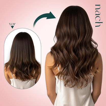 Clip-In Haarverlängerung Echthaar Ombre Braun 30cm