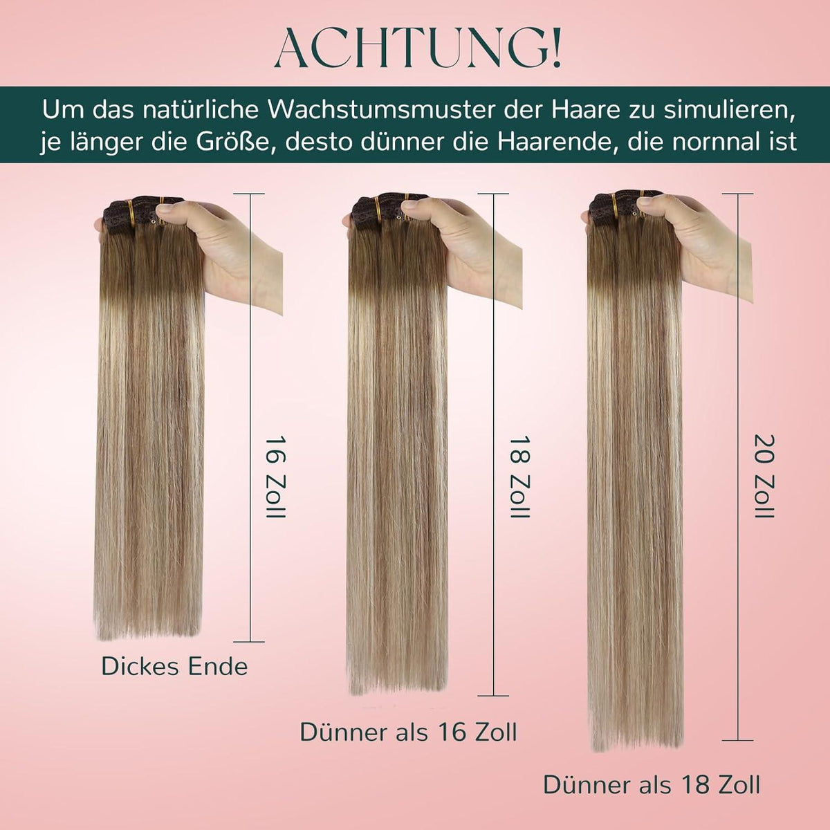 Clip-In Haarverlängerung Echthaar Ombre Braun 30cm