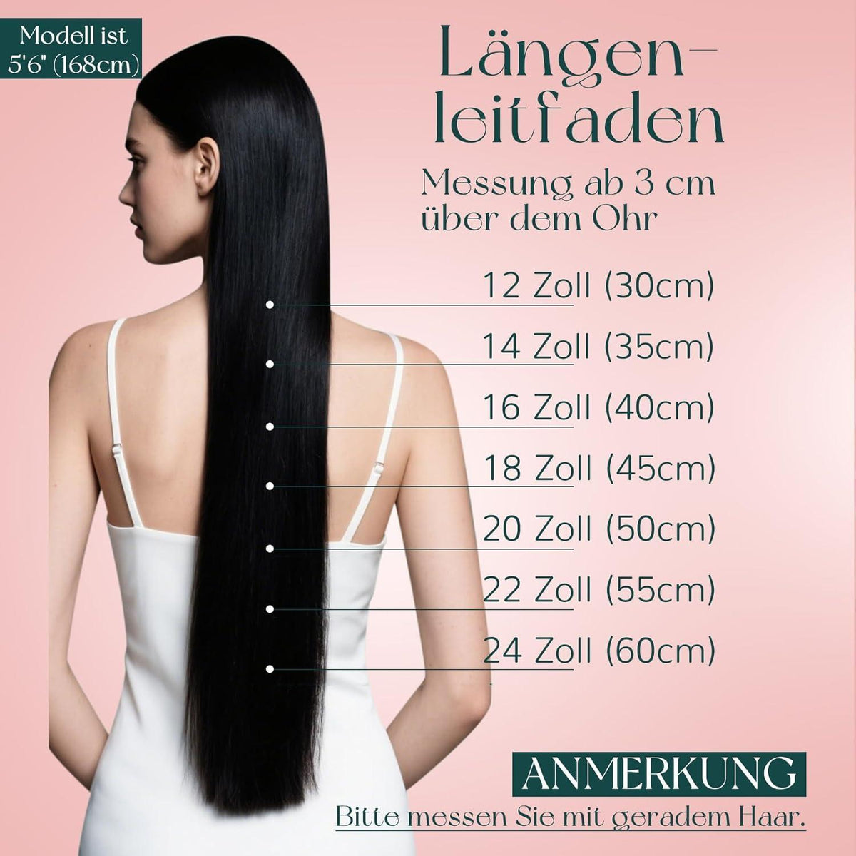 Clip-In Haarverlängerung Echthaar Ombre Braun 30cm