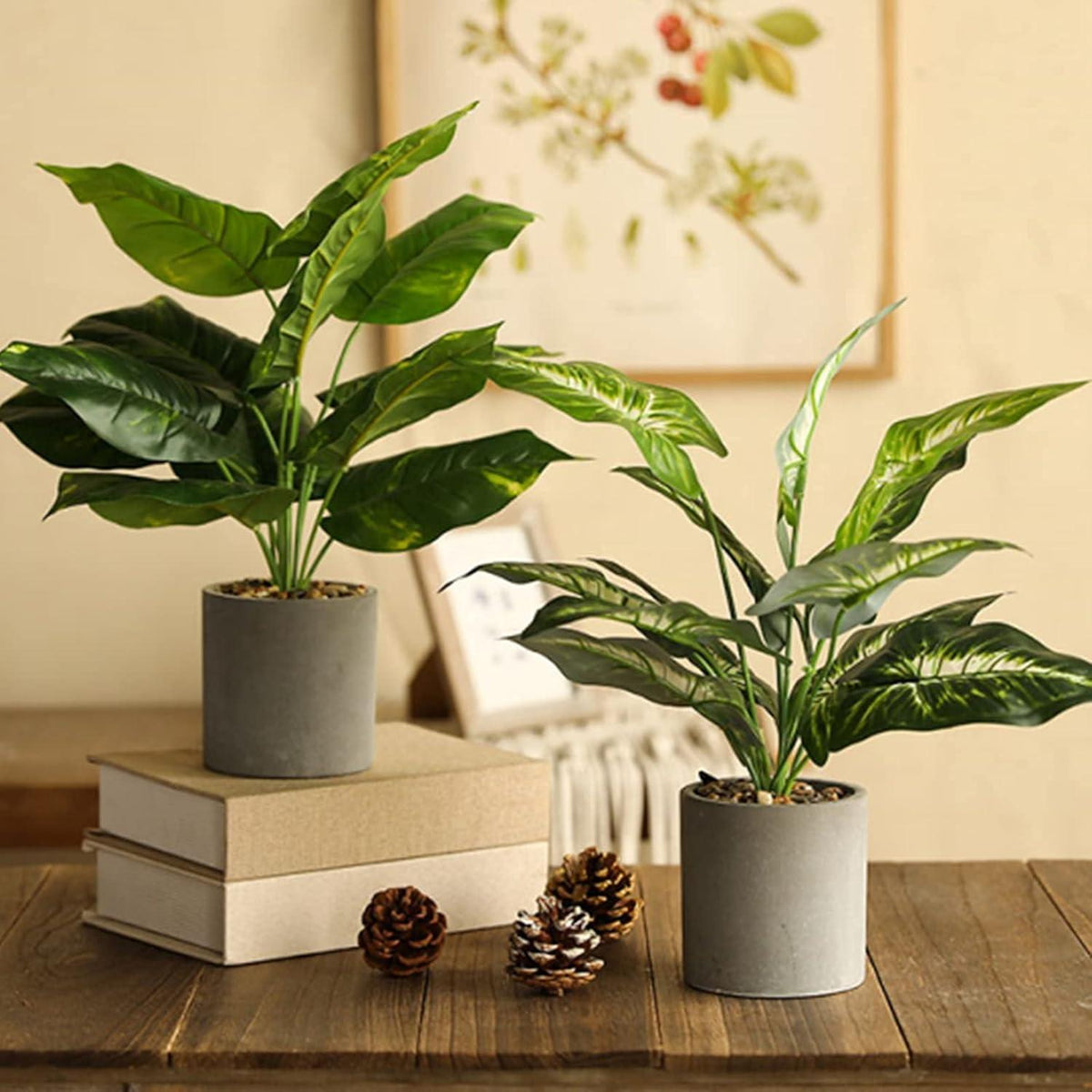 2er Set Künstliche Topfpflanzen 40cm für Wohnkultur