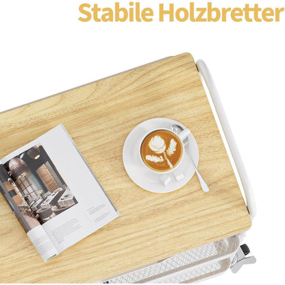 3-Ebenen Rollwagen mit Tischplatte – Creme