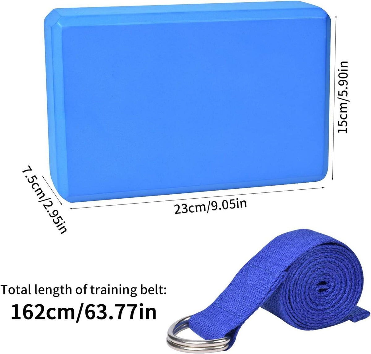 Yoga-Set: 2Er Yoga Block & 1Er 1.8 M Baumwoll Yogagurt