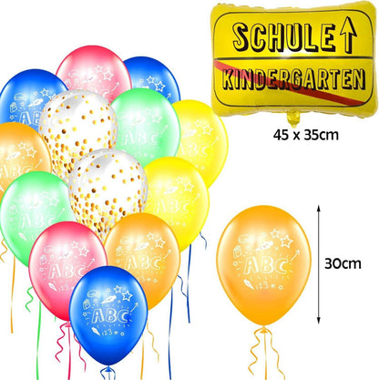 Einschulung Deko Set Girlande Zuckertüten Luftballons ABC Motiv