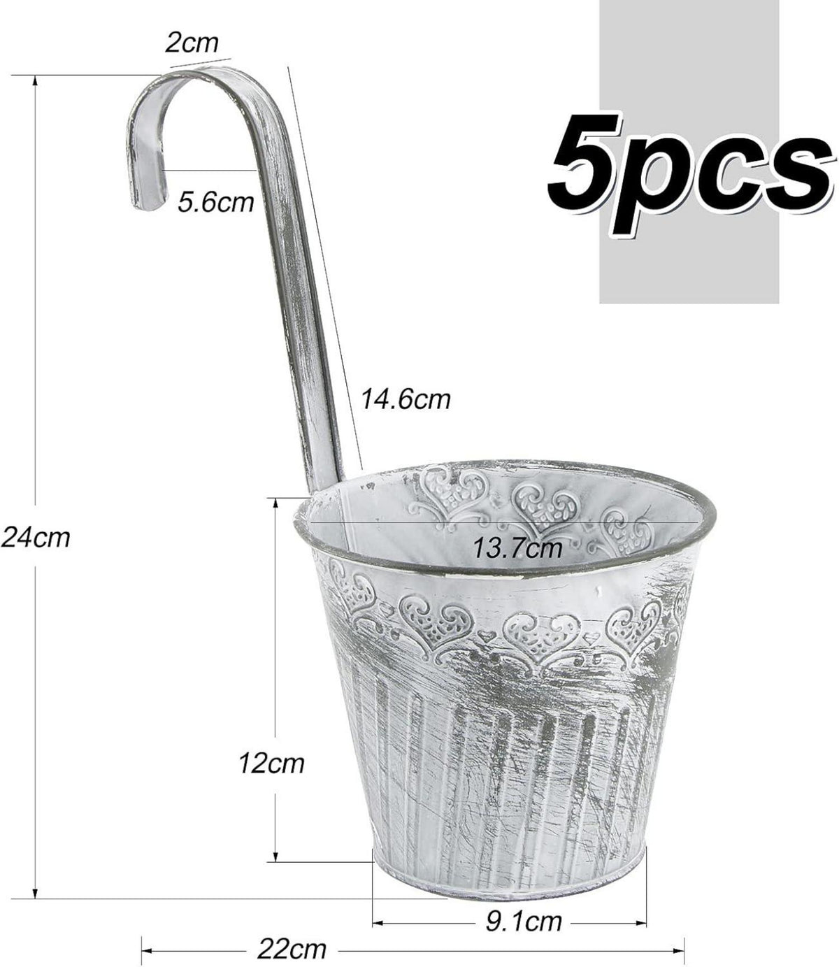 5er Set Balkon Hängetöpfe Metall Pflanztopf Kräuter