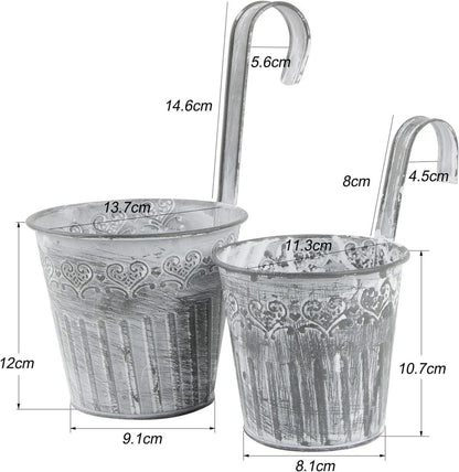 5er Set Balkon Hängetöpfe Metall Pflanztopf Blumentopf Haken 12cm