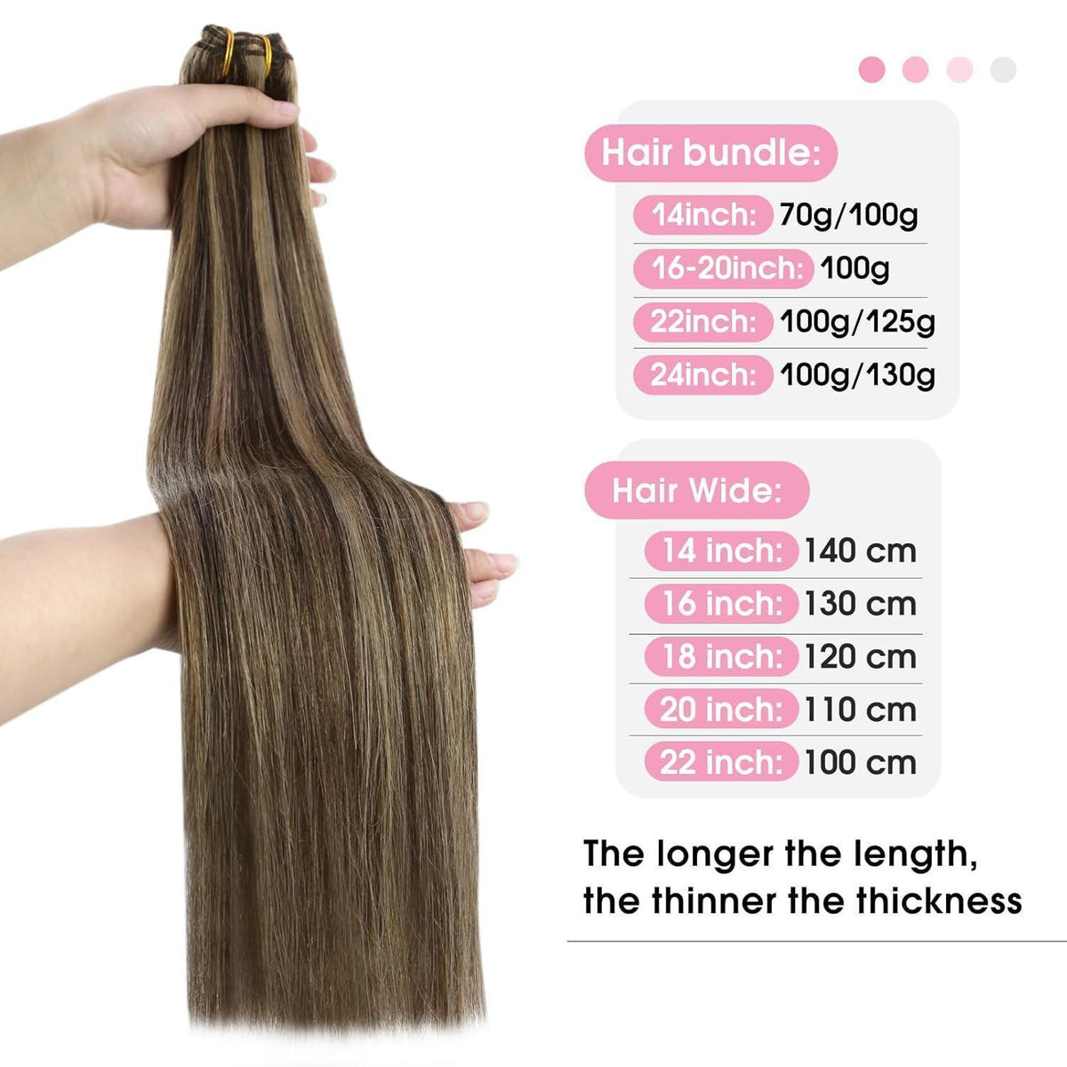 Echthaar Tressen Dunkelbraun 40cm - Invisible Weft Extensions