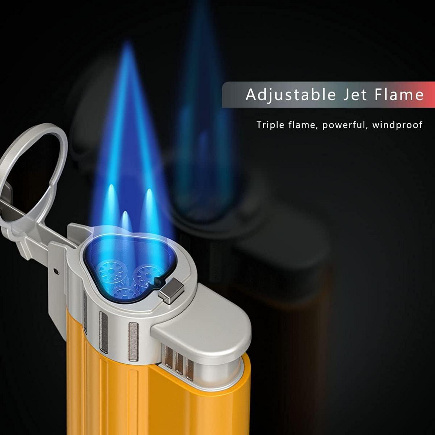 Sturmfeuerzeug Jetflamme Gas Nachfüllbar Zigarrenfeuerzeug Gelb