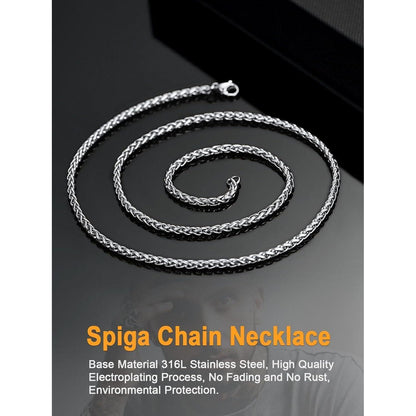 Edelstahl Weizenkette 3mm 51cm Silber für Damen Herren
