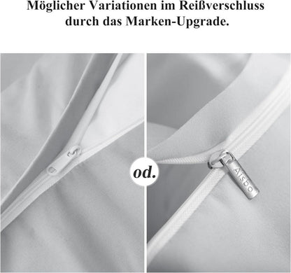 2er Set Kissenbezug 50x50 Hellgrau Mikrofaser Reißverschluss