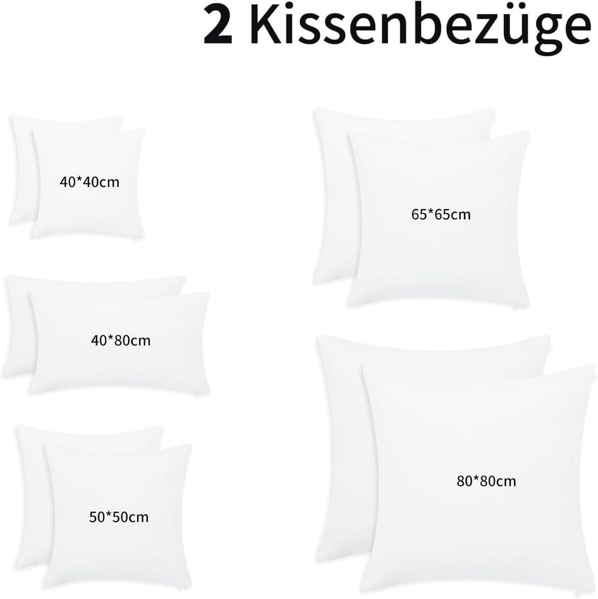 Kissenbezug 50x50 Weiß 2er Set Mikrofaser Reißverschluss Uniform