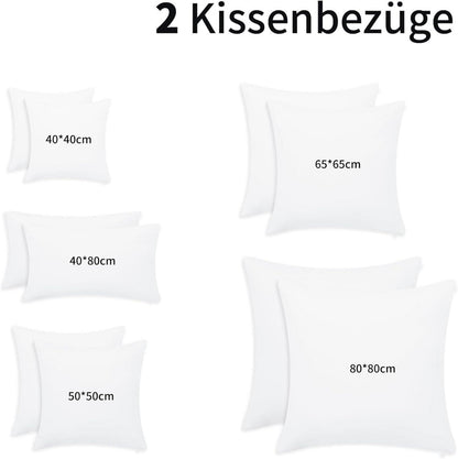 Kissenbezug 50x50 Weiß 2er Set Mikrofaser Reißverschluss Uniform