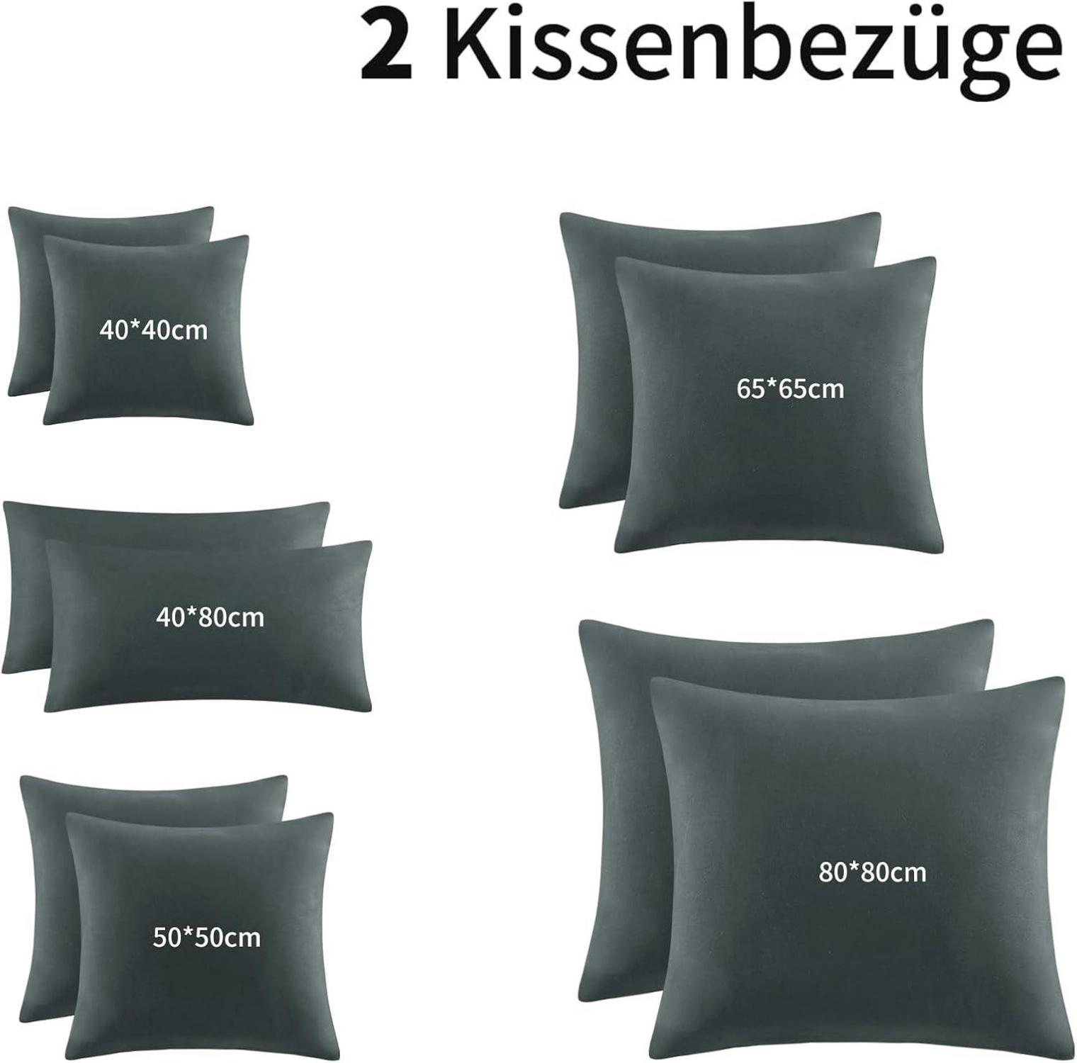 Kissenbezug 40x40 2er Set Anthrazit Mikrofaser Reißverschluss Weich