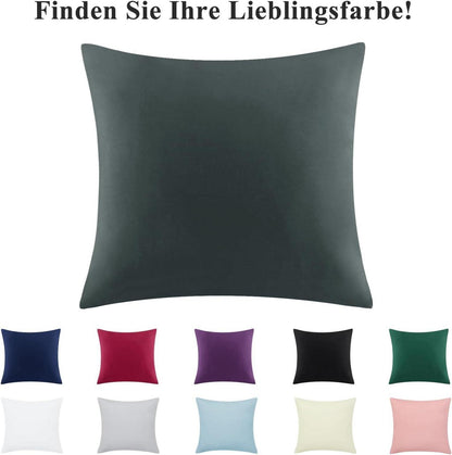 Kissenbezug 40x40 2er Set Anthrazit Mikrofaser Weich Reißverschluss