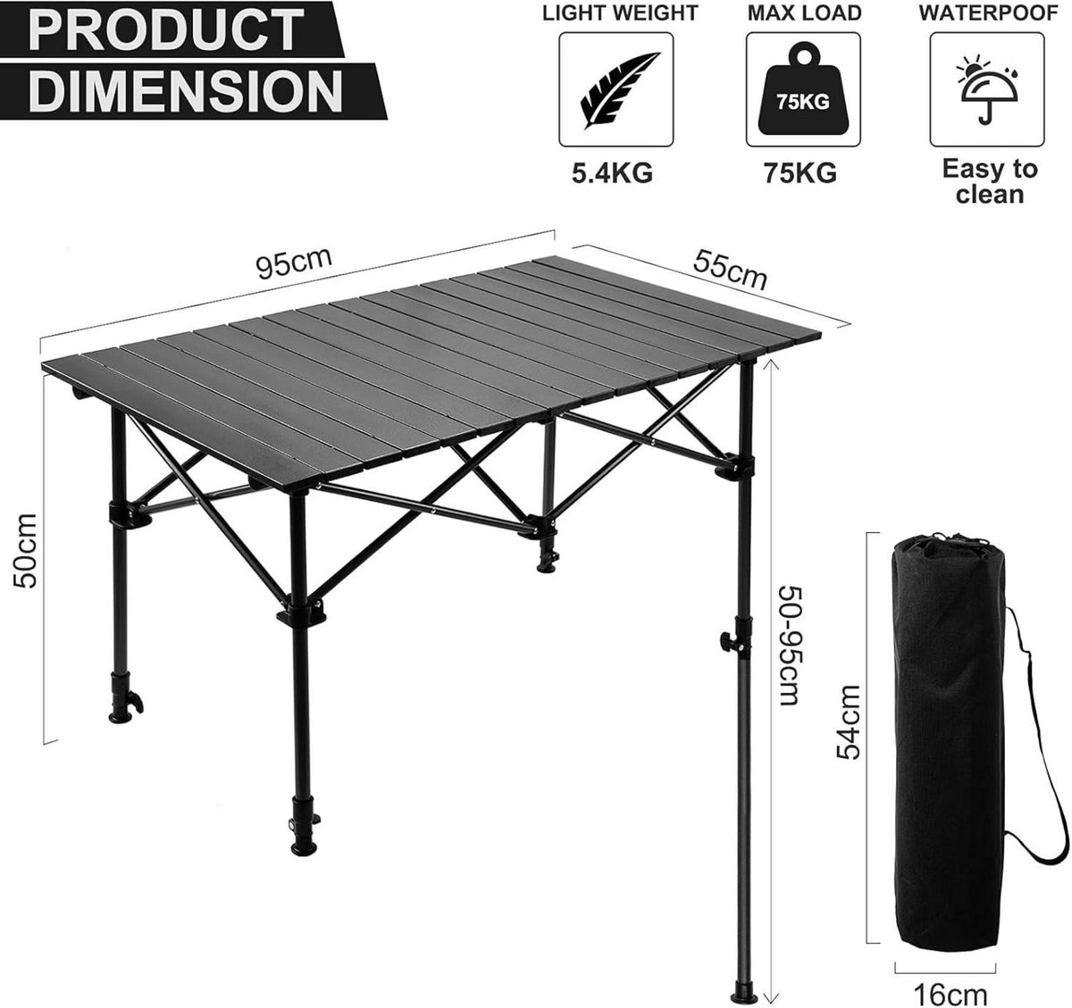 Night Cat Campingtisch Aluminium Tischplatte Verstellbare Höhe 50-95cm Campen Garten