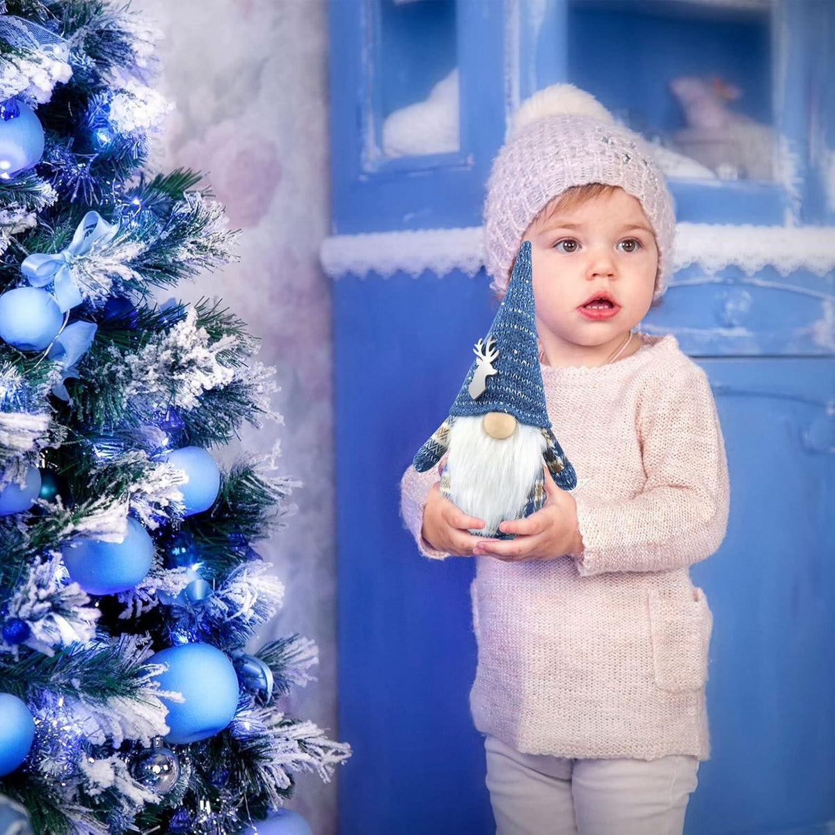 Handgemachter Weihnachtswichtel 31cm Blau für Home Küche