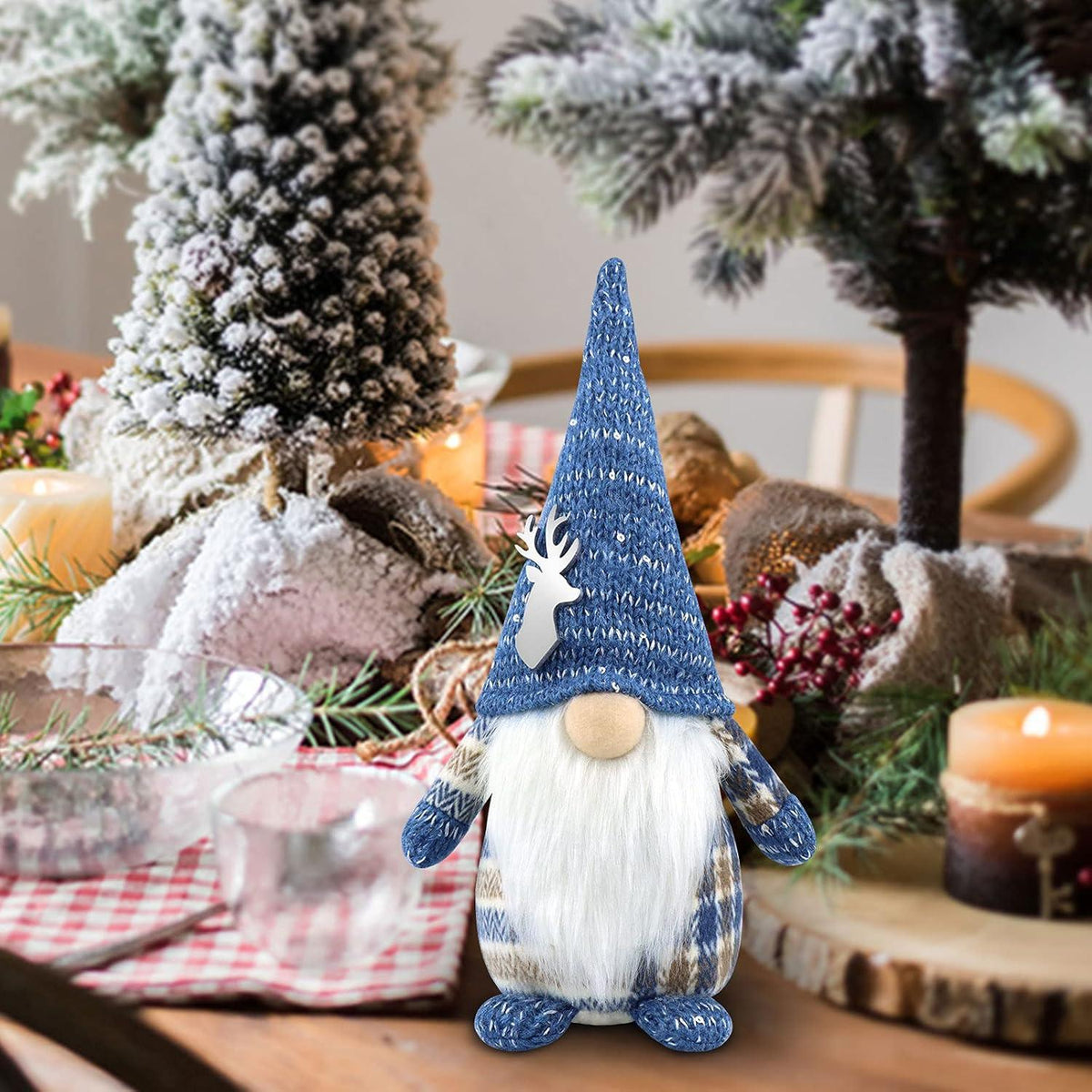 Weihnachtswichtel Figuren Dekoration für Home Küche 33cm Blau
