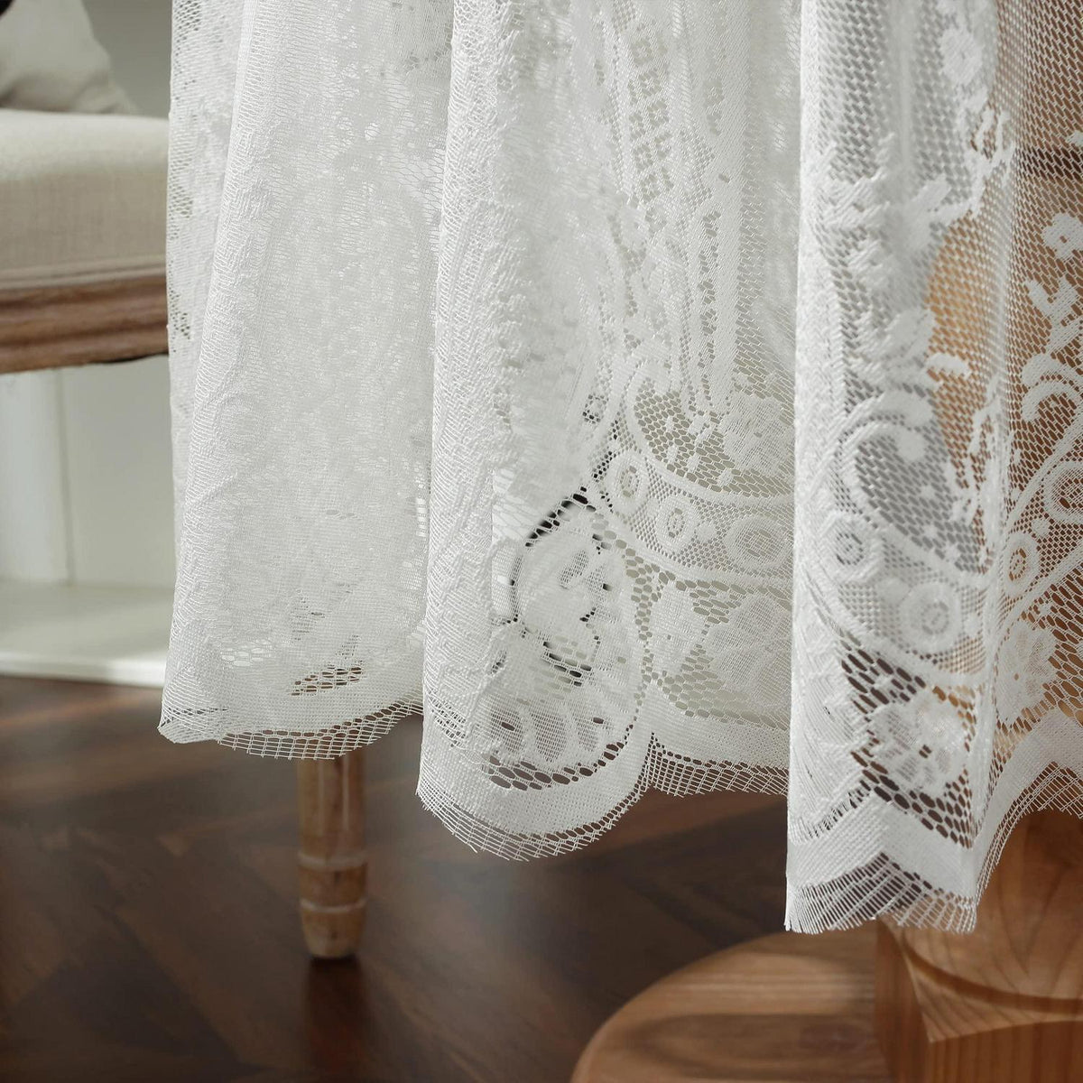 Weiße Spitze Tischdecke Bestickt Rund 190cm Hochzeit Party Dekoration