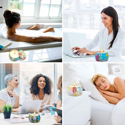 Duftkerzen Geschenkset für Frauen 4 Stück plus Grußkarte