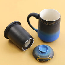 TEANAGOO Teetasse mit Sieb und Deckel 460ml blau schwarz