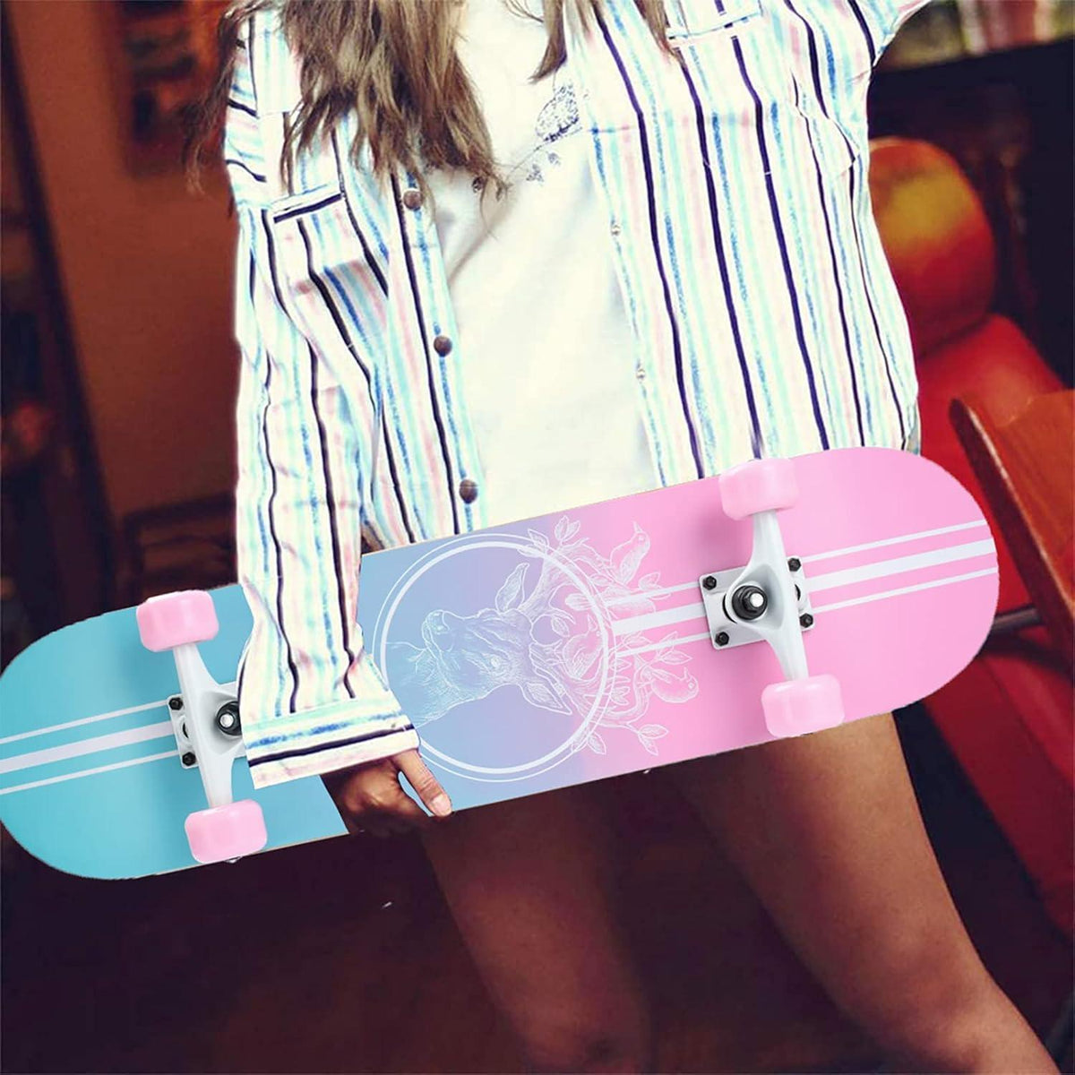 Komplettes Skateboard 31" Pink - 8 Lagen Ahorn, ABEC-11 Kugellager
