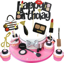 Regendeko Happy Birthday Mädchen Cupcake Toppers Lippenstift