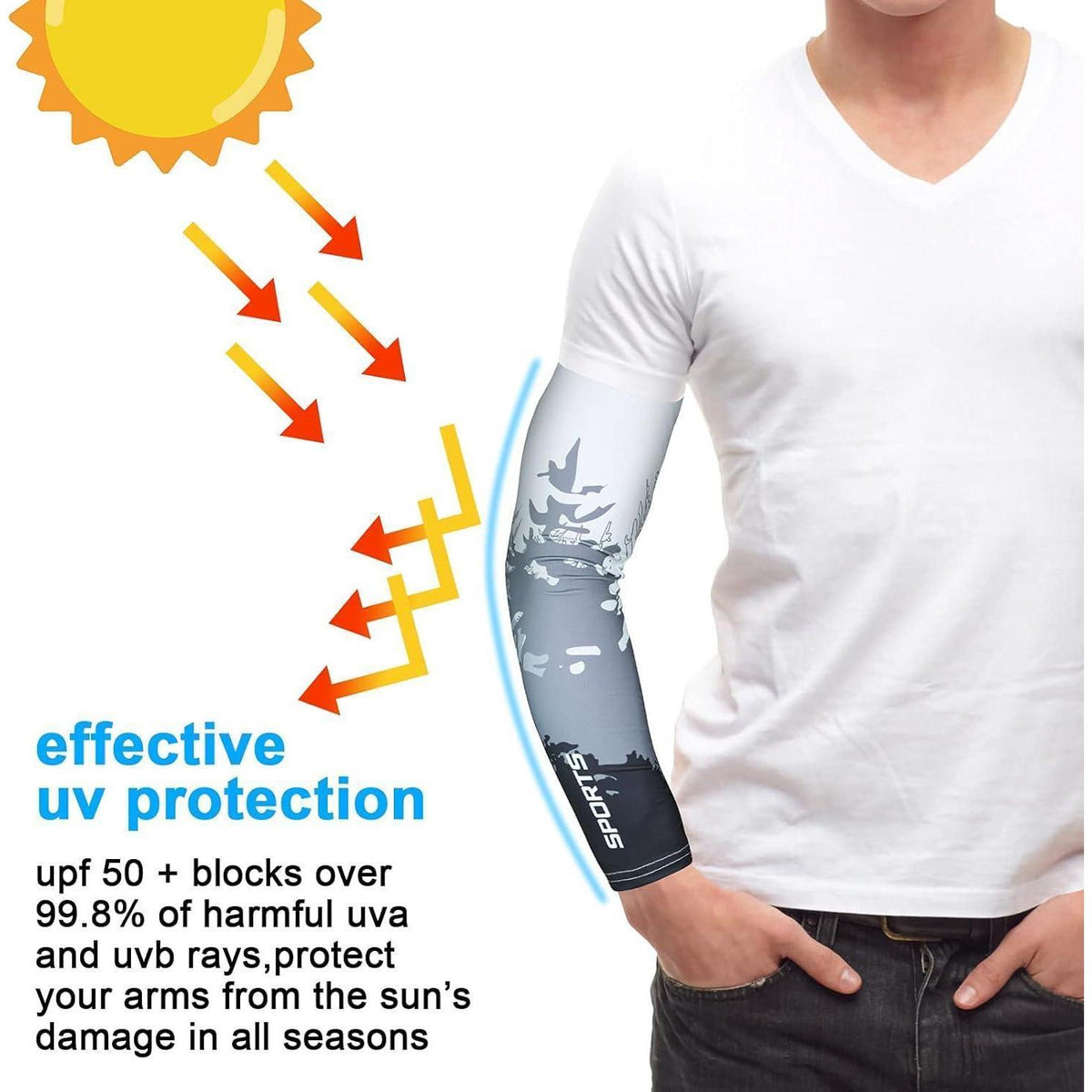 Sport Armlinge mit UV-Schutz und Kompression, atmungsaktiv