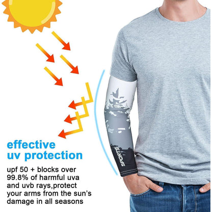 Sport Armlinge mit UV-Schutz und Kompression, Tarnung L/XL