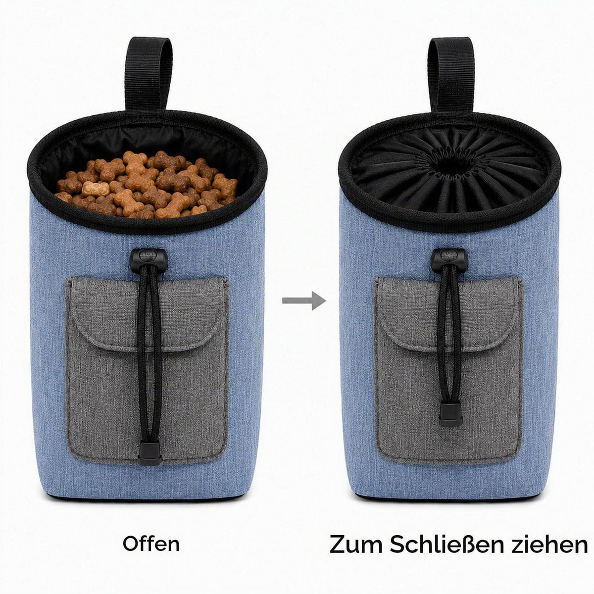 Hundeleckerli Tasche mit Kotbeutelspender – Blau