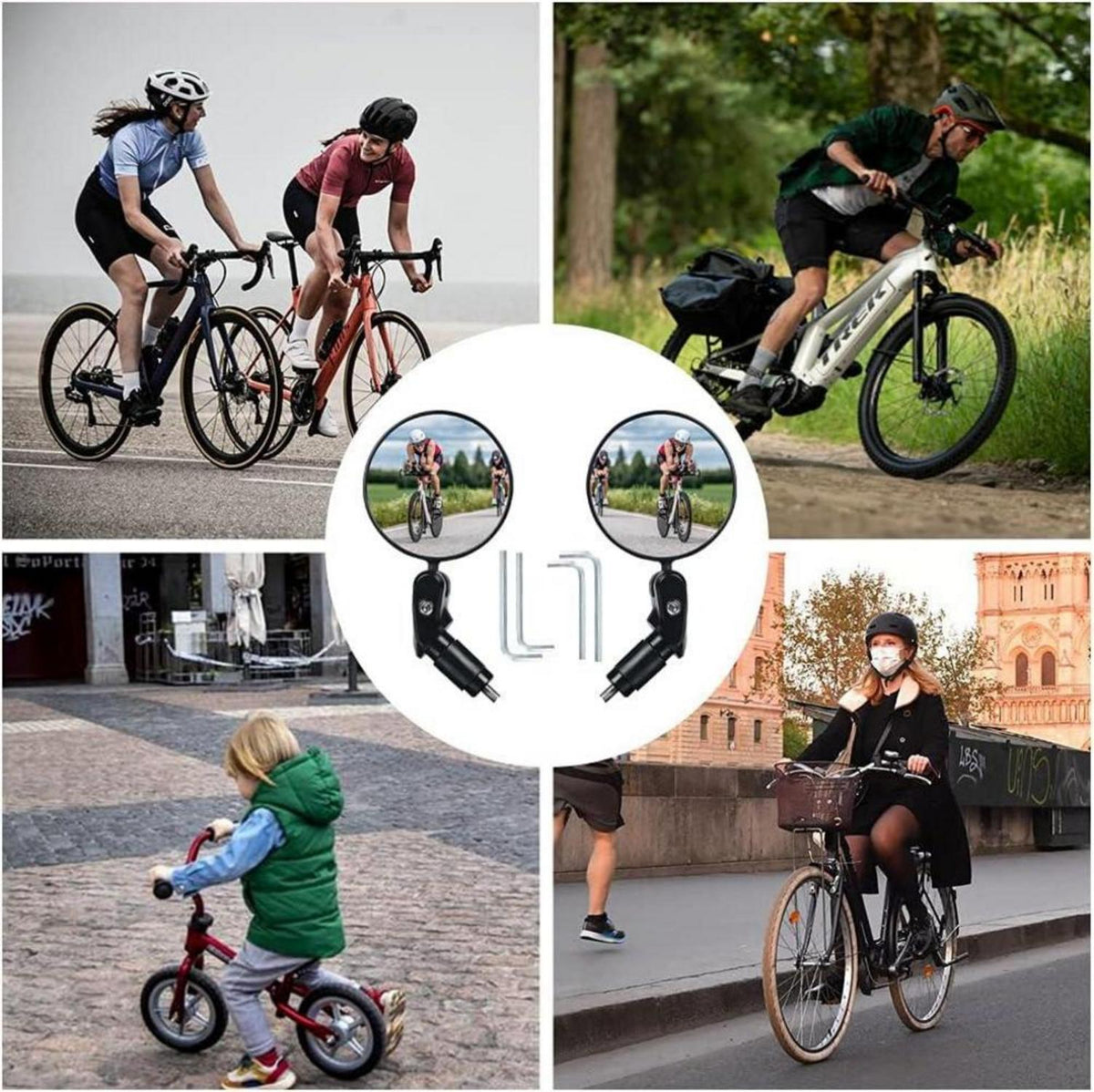 2er Set 360° Fahrradspiegel für Lenker 17,4-22mm, robust, einschraubbar