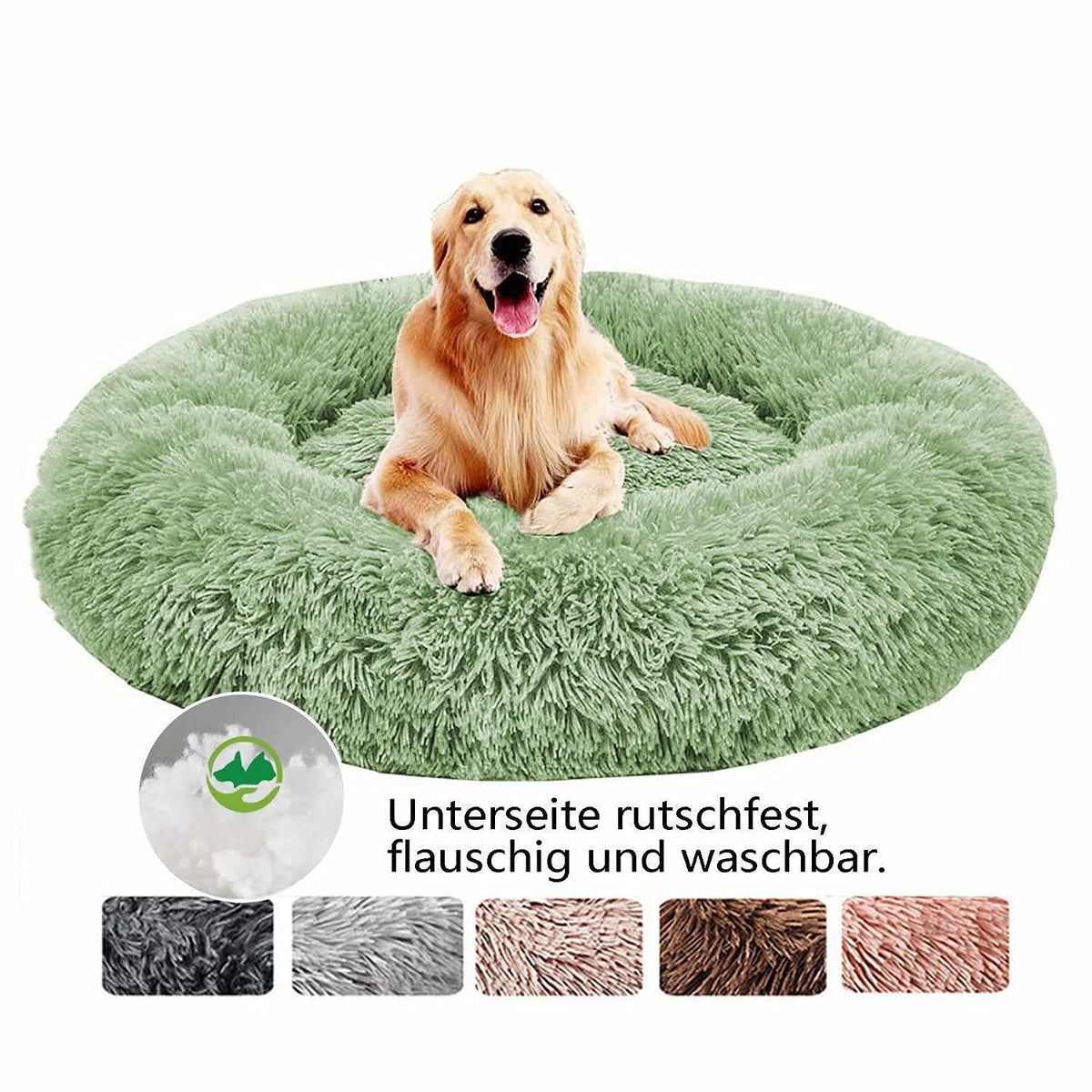 Flauschiges Hundebett Orthopädisch Grün Ø 110cm
