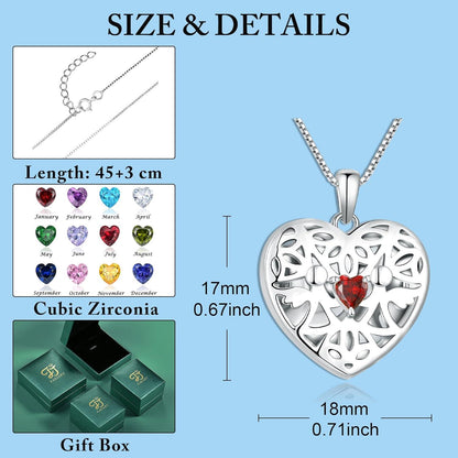 Herz Foto Medaillon Kette 925 Silber Schutzengel Granat Zirkonia