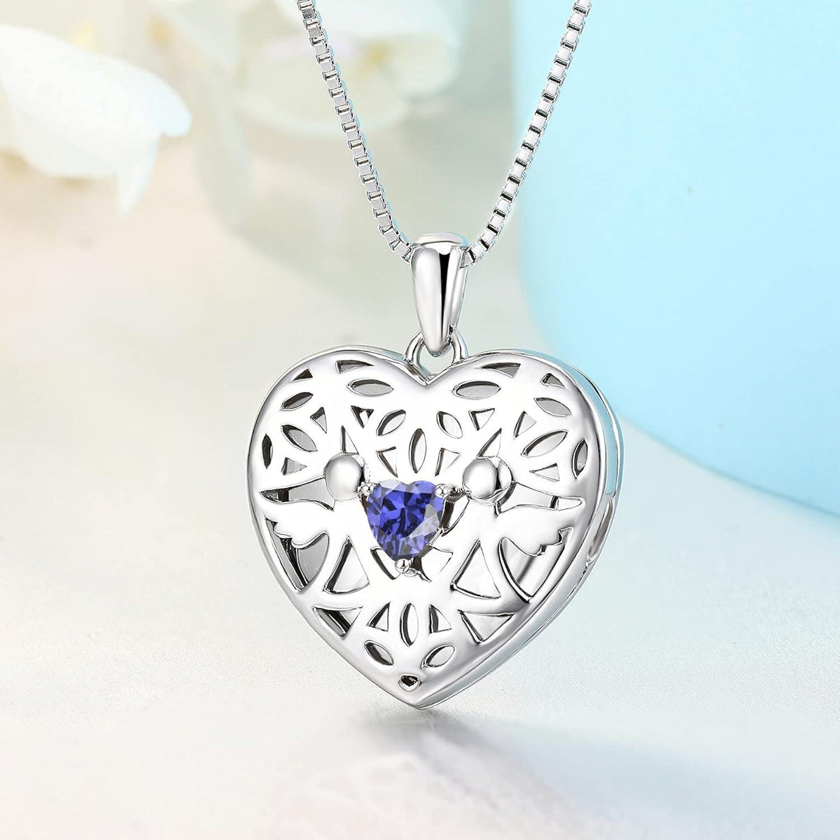 Herz Foto Medaillon Anhänger Schutzengel Kette 925 Silber