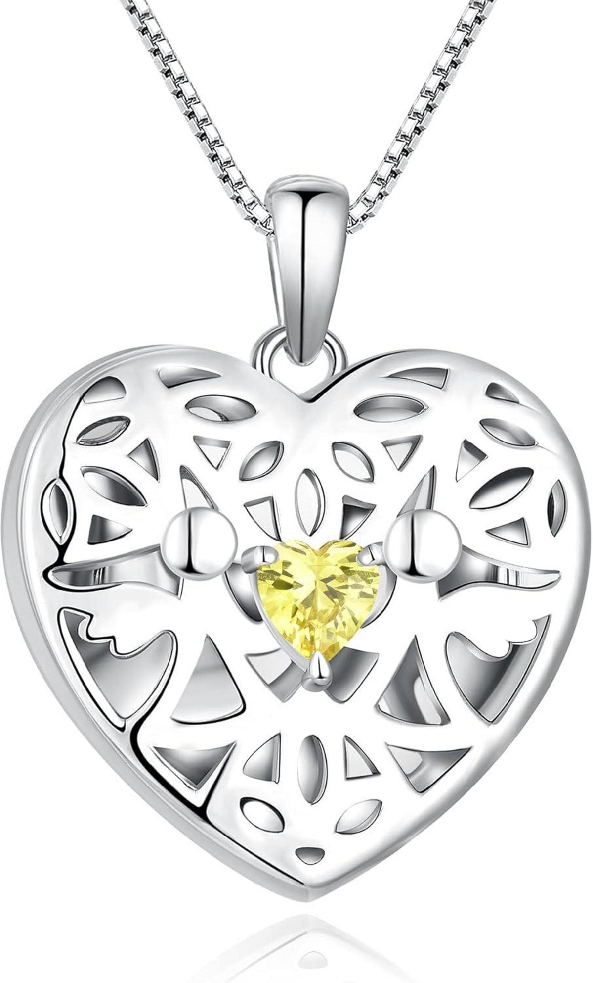 Foto Medaillon Anhänger Schutzengel Kette Sterling Silber Zirkonia
