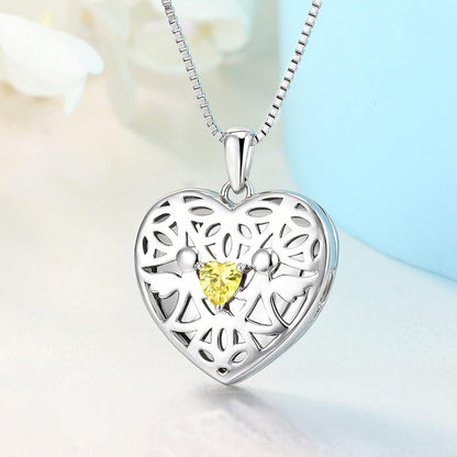 FJ Herz Schutzengel Medaillon Kette 925 Silber Zirkonia
