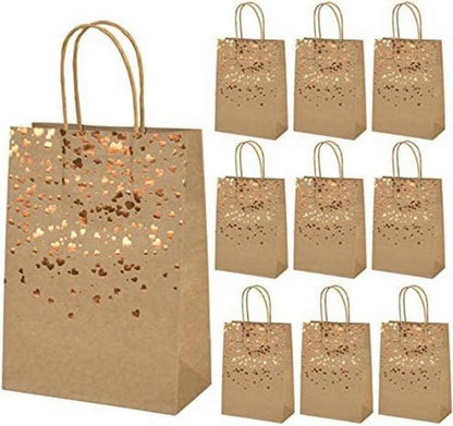 Mikihat Papiertüten Kraftpapier Bronzing Herz Verzierung 10er Pack